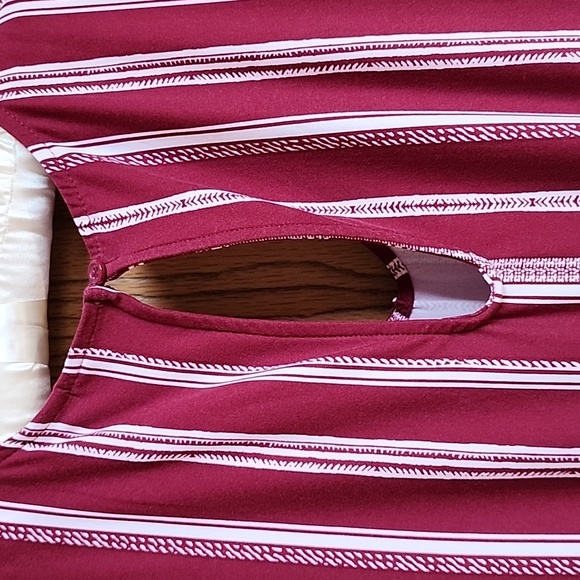 Kristen Nicole maroon white stripe jumpsuit - Picture 9 of 10